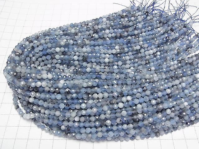 [Video] High Quality! Deep Blue Aquamarine AA Faceted Round 4mm 1strand beads (approx. 14 inches/35 cm)