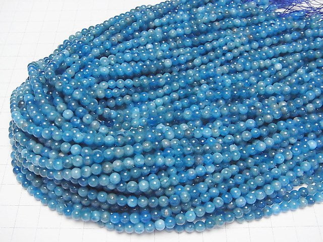 [Video] Blue Apatite AA++ Round 4.5mm half or 1strand beads (aprx.15inch/36cm)