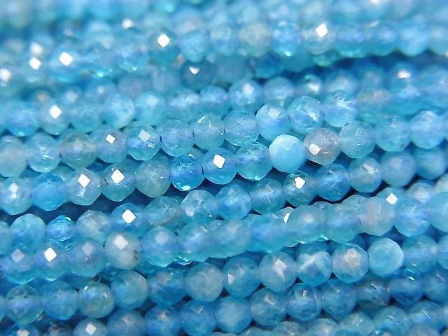 [Video]High Quality! Neon Blue Apatite AA+ Faceted Round 2mm 1strand beads (aprx.15inch/37cm)