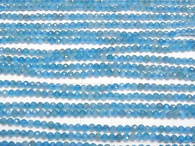 [Video]High Quality! Neon Blue Apatite AA+ Faceted Round 2mm 1strand beads (aprx.15inch/37cm)