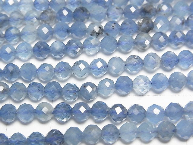 [Video]High Quality! Deep Blue Aquamarine AA++ Faceted Round 4mm 1strand beads (aprx.15inch/37cm)