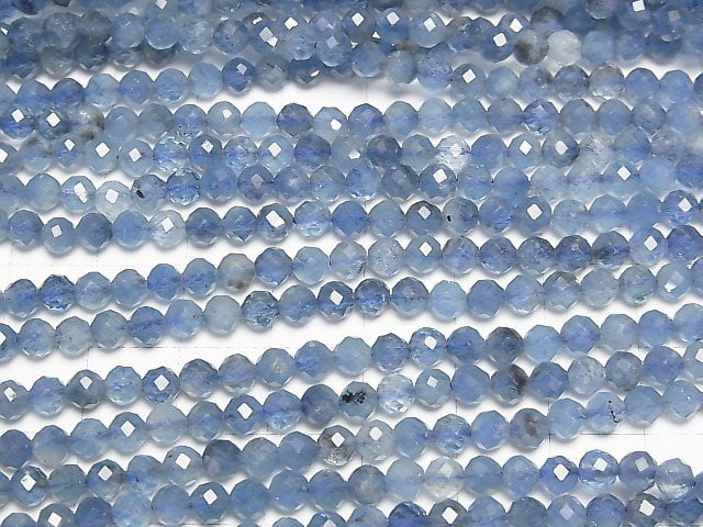 [Video]High Quality! Deep Blue Aquamarine AA++ Faceted Round 4mm 1strand beads (aprx.15inch/37cm)