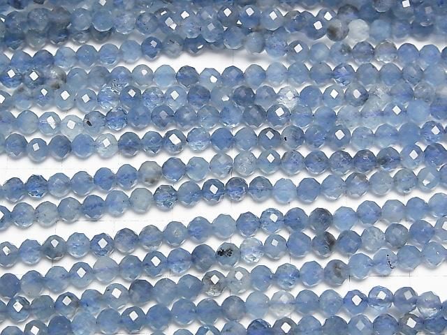 [Video]High Quality! Deep Blue Aquamarine AA++ Faceted Round 4mm half or 1strand beads (aprx.15inch/36cm)
