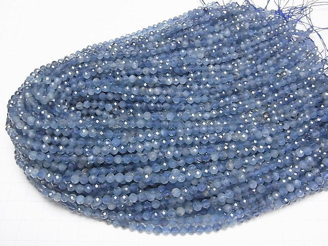 [Video]High Quality! Deep Blue Aquamarine AA++ Faceted Round 4mm 1strand beads (aprx.15inch/37cm)