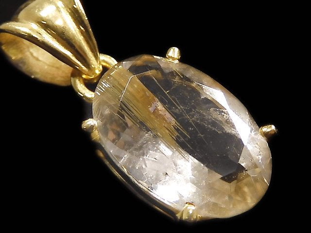 [Video][One of a kind] High Quality Rutilated Quartz AAA- Pendant 18KGP NO.15