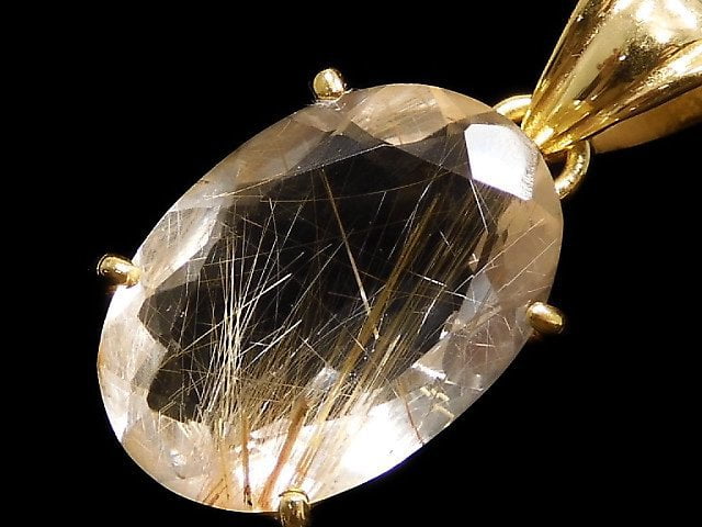 [Video][One of a kind] High Quality Rutilated Quartz AAA- Pendant 18KGP NO.19