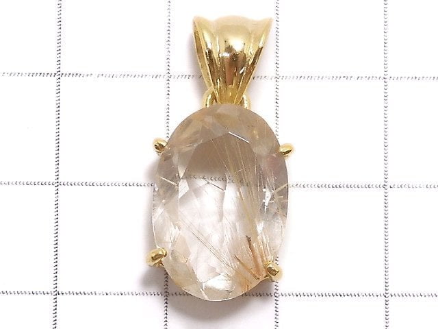 [Video][One of a kind] High Quality Rutilated Quartz AAA- Pendant 18KGP NO.19