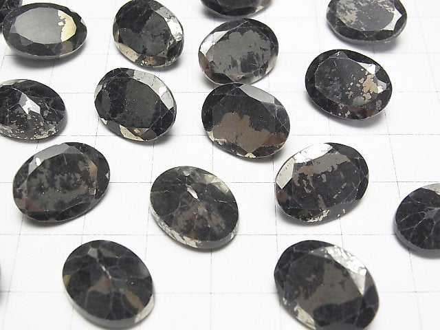 [Video] Matrix Pyrite Oval Faceted 16x12mm 1pc