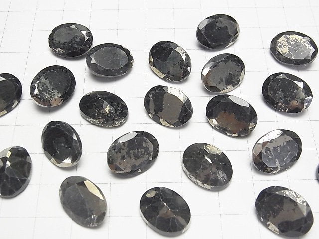 [Video] Matrix Pyrite Oval Faceted 16x12mm 1pc