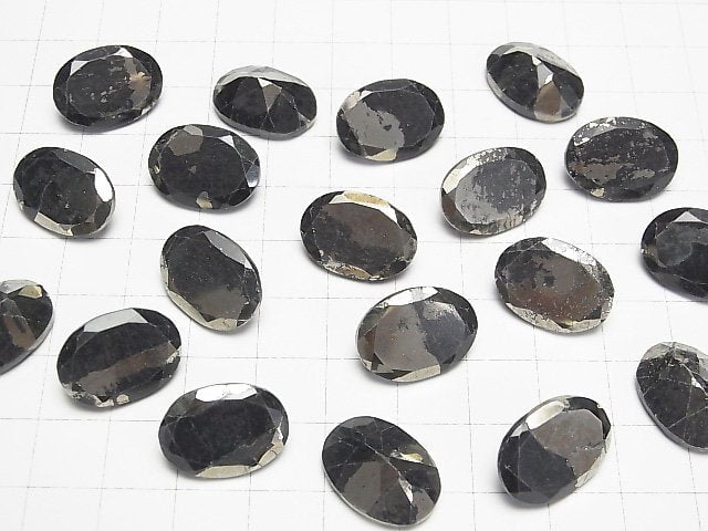 [Video] Matrix Pyrite Oval Faceted 18x13mm 1pc