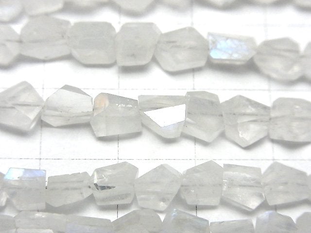 [Video]High Quality Rainbow Moonstone AA++ Faceted Nugget half or 1strand beads (aprx.7inch/18cm)