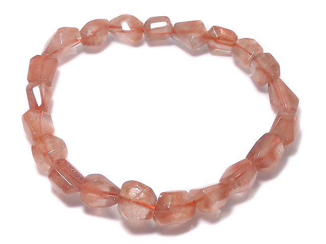 [Video][One of a kind] Natural Strawberry Quartz AAA Faceted Nugget Bracelet NO.1