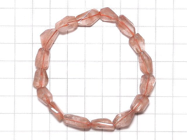 [Video][One of a kind] Natural Strawberry Quartz AAA Faceted Nugget Bracelet NO.2