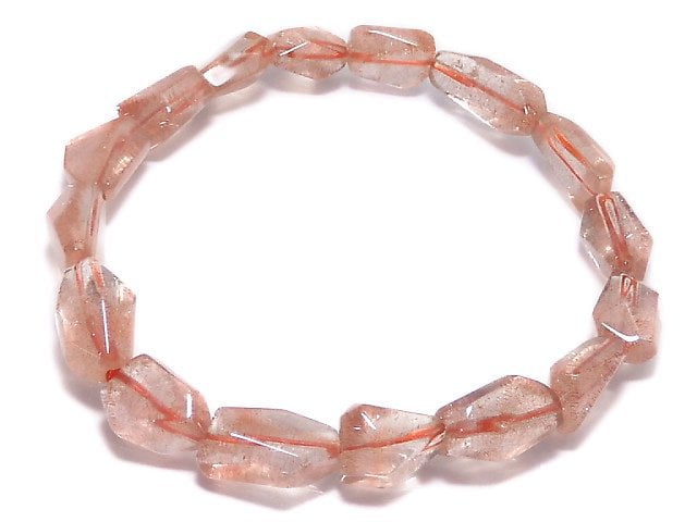 [Video][One of a kind] Natural Strawberry Quartz AAA Faceted Nugget Bracelet NO.2