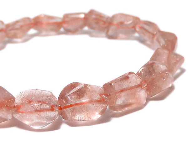 [Video][One of a kind] Natural Strawberry Quartz AAA Faceted Nugget Bracelet NO.3