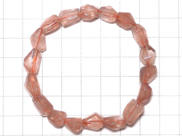 [Video][One of a kind] Natural Strawberry Quartz AAA Faceted Nugget Bracelet NO.3