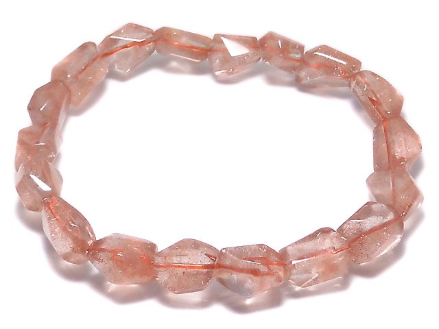 [Video][One of a kind] Natural Strawberry Quartz AAA Faceted Nugget Bracelet NO.3