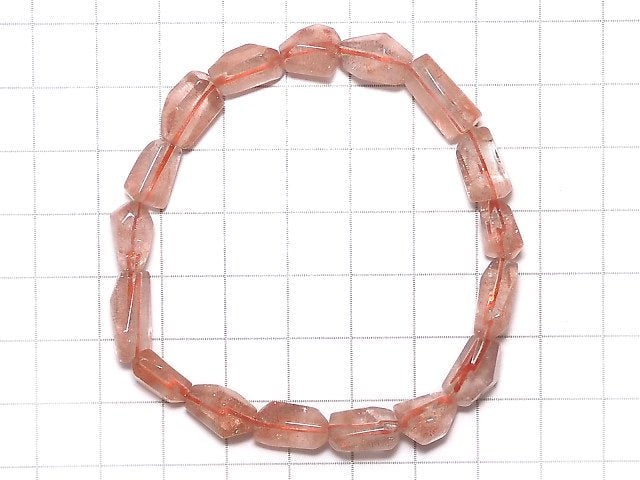 [Video][One of a kind] Natural Strawberry Quartz AAA Faceted Nugget Bracelet NO.4