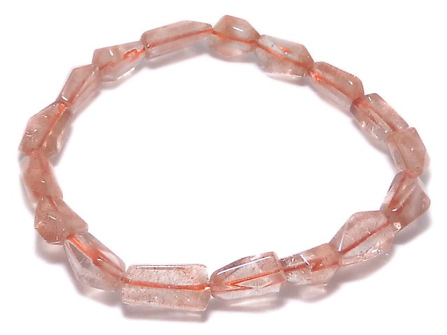 [Video][One of a kind] Natural Strawberry Quartz AAA Faceted Nugget Bracelet NO.4