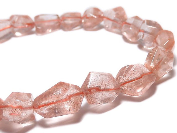 [Video][One of a kind] Natural Strawberry Quartz AAA Faceted Nugget Bracelet NO.5