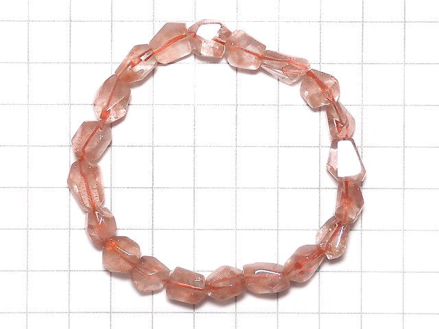 [Video][One of a kind] Natural Strawberry Quartz AAA Faceted Nugget Bracelet NO.5