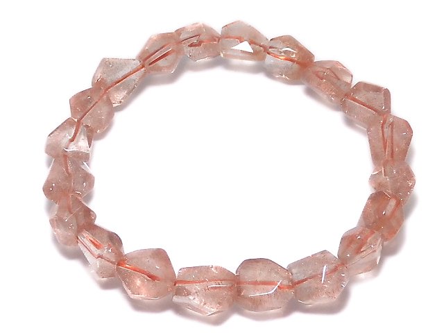 [Video][One of a kind] Natural Strawberry Quartz AAA Faceted Nugget Bracelet NO.5