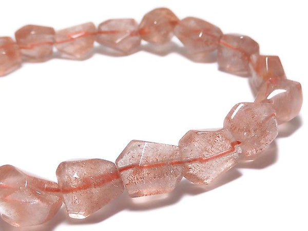 [Video][One of a kind] Natural Strawberry Quartz AAA Faceted Nugget Bracelet NO.6