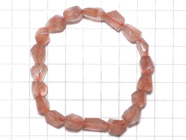 [Video][One of a kind] Natural Strawberry Quartz AAA Faceted Nugget Bracelet NO.6