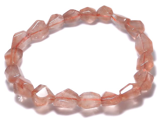 [Video][One of a kind] Natural Strawberry Quartz AAA Faceted Nugget Bracelet NO.6