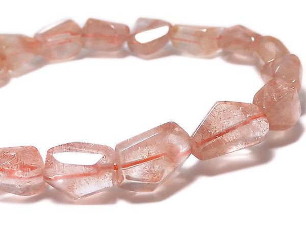 [Video][One of a kind] Natural Strawberry Quartz AAA Faceted Nugget Bracelet NO.7