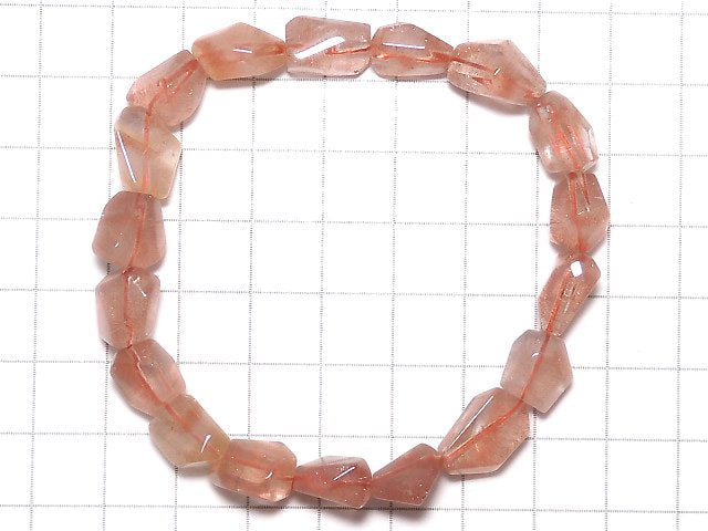 [Video][One of a kind] Natural Strawberry Quartz AAA Faceted Nugget Bracelet NO.7