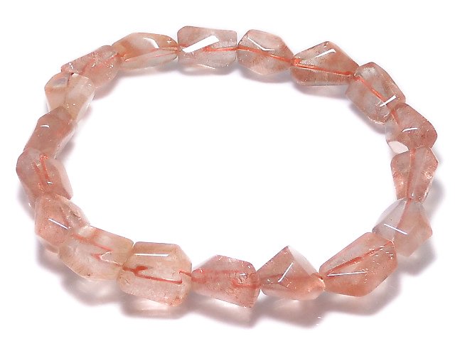 [Video][One of a kind] Natural Strawberry Quartz AAA Faceted Nugget Bracelet NO.7