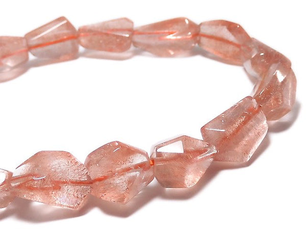 [Video][One of a kind] Natural Strawberry Quartz AAA Faceted Nugget Bracelet NO.8