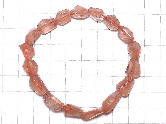 [Video][One of a kind] Natural Strawberry Quartz AAA Faceted Nugget Bracelet NO.8