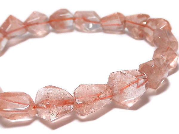 [Video][One of a kind] Natural Strawberry Quartz AAA Faceted Nugget Bracelet NO.9