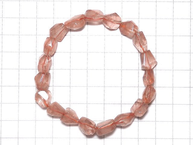 [Video][One of a kind] Natural Strawberry Quartz AAA Faceted Nugget Bracelet NO.9