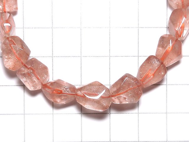 [Video][One of a kind] Natural Strawberry Quartz AAA Faceted Nugget Bracelet NO.9