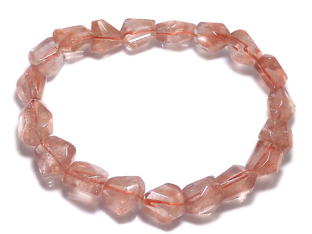 [Video][One of a kind] Natural Strawberry Quartz AAA Faceted Nugget Bracelet NO.9