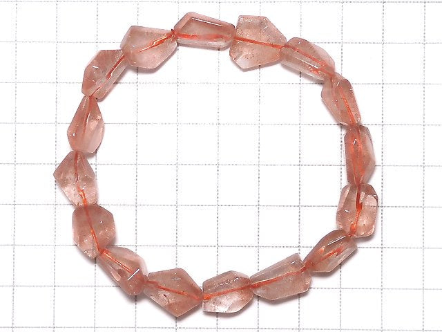 [Video][One of a kind] Natural Strawberry Quartz AAA Faceted Nugget Bracelet NO.10