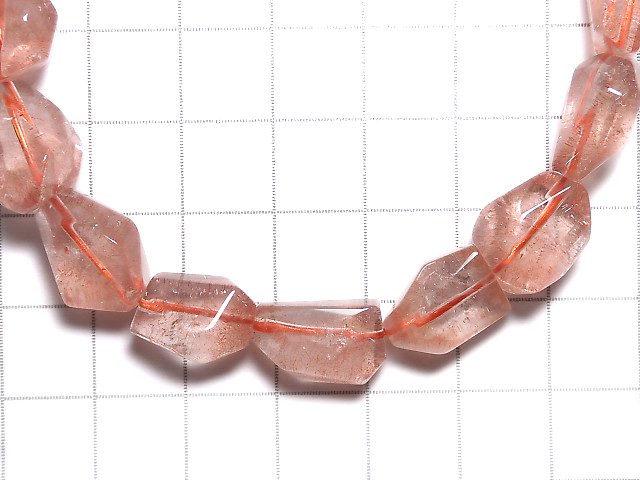 [Video][One of a kind] Natural Strawberry Quartz AAA Faceted Nugget Bracelet NO.10