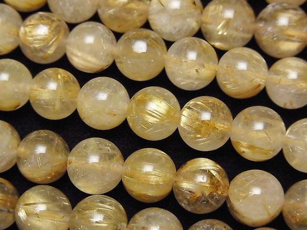 [Video]Rutilated Quartz AA++ Round 8mm half or 1strand beads (aprx.15inch/38cm)