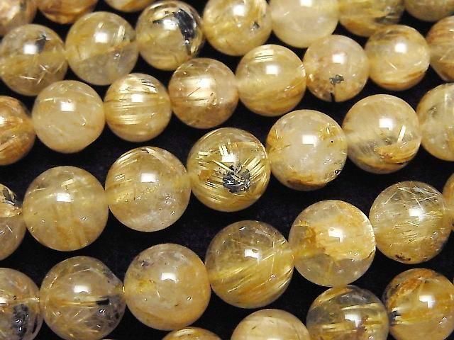 [Video]Rutilated Quartz AA++ Round 8.5mm half or 1strand beads (aprx.15inch/36cm)