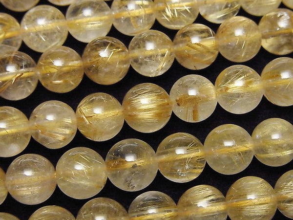 [Video]Rutilated Quartz AA++ Round 8mm half or 1strand beads (aprx.15inch/38cm)