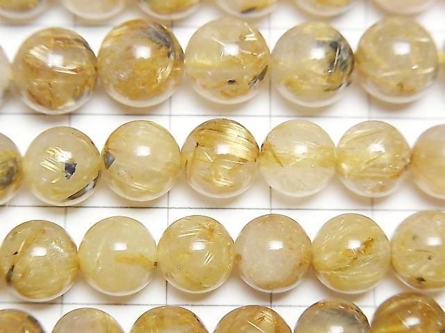 [Video]Rutilated Quartz AA++ Round 8.5mm half or 1strand beads (aprx.15inch/36cm)