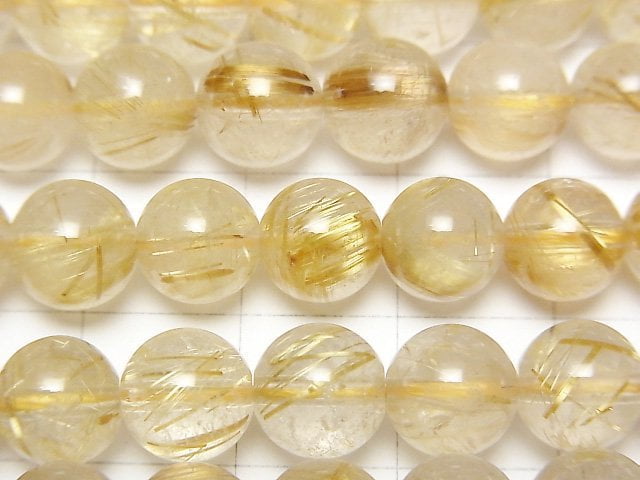 [Video]Rutilated Quartz AA++ Round 8mm half or 1strand beads (aprx.15inch/38cm)