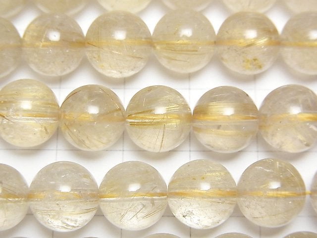 [Video]Rutilated Quartz AA Round 10mm half or 1strand beads (aprx.15inch/38cm)