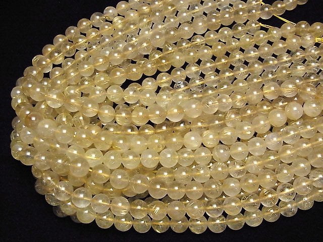 [Video]Rutilated Quartz AA Round 10mm half or 1strand beads (aprx.15inch/38cm)