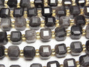 [Video]High Quality! Silver Obsidian AAA Cube Shape 6.5x6.5x6.5mm 1strand beads (aprx.14inch/35cm)