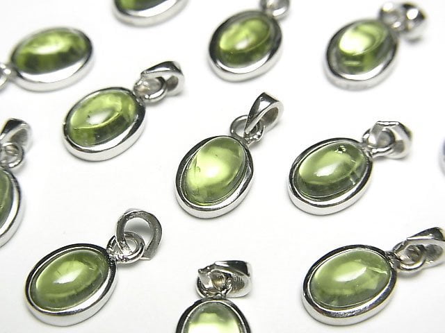 [Video]High Quality Peridot AAA Oval Pendant 8.5x6.5x4mm Silver925 1pc