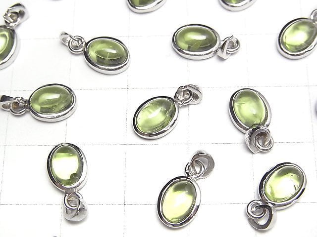 [Video]High Quality Peridot AAA Oval Pendant 8.5x6.5x4mm Silver925 1pc